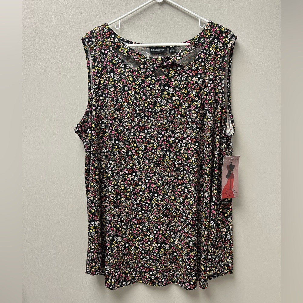 Nina Leonard Women’s Floral Blouse Tank Top